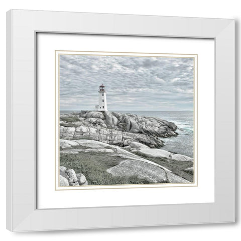 Peggys Cove White Modern Wood Framed Art Print with Double Matting by Delimont, Danita