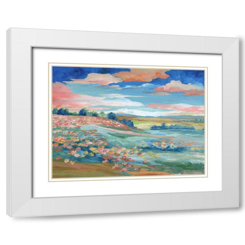 Pastoral View White Modern Wood Framed Art Print with Double Matting by Nan
