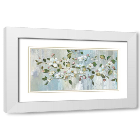 Painterly Blossoms White Modern Wood Framed Art Print with Double Matting by Nan