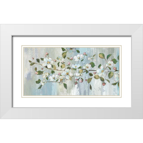 Painterly Blossoms White Modern Wood Framed Art Print with Double Matting by Nan