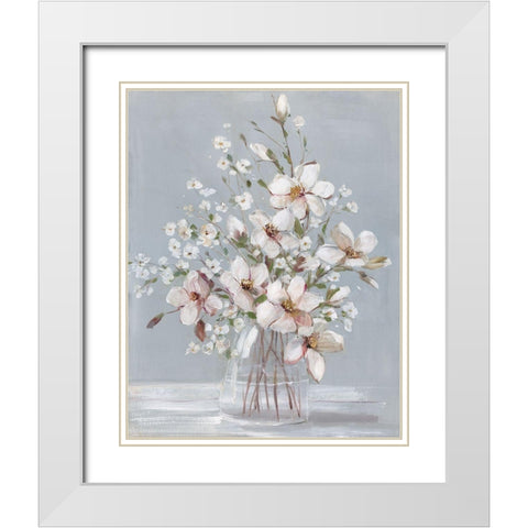 Magnolia Romance White Modern Wood Framed Art Print with Double Matting by Swatland, Sally