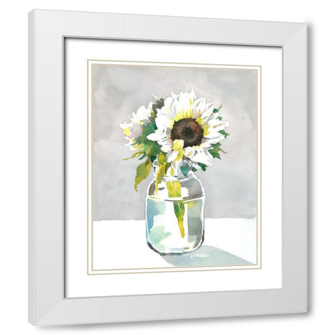 Sunflower I White Modern Wood Framed Art Print with Double Matting by Troise Heidel, Theresa