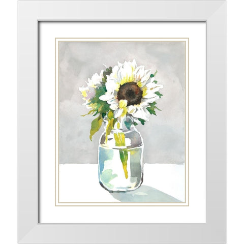 Sunflower I White Modern Wood Framed Art Print with Double Matting by Troise Heidel, Theresa