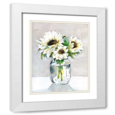Sunflower II White Modern Wood Framed Art Print with Double Matting by Troise Heidel, Theresa