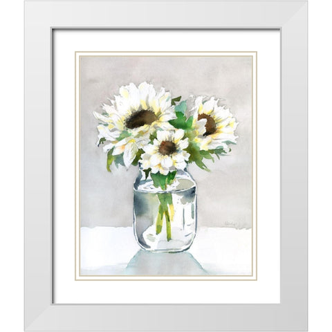 Sunflower II White Modern Wood Framed Art Print with Double Matting by Troise Heidel, Theresa
