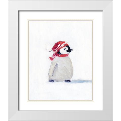 Penguin Play I White Modern Wood Framed Art Print with Double Matting by Swatland, Sally