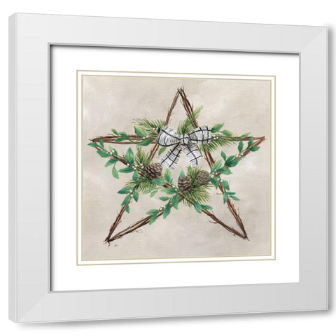 Star Wreath White Modern Wood Framed Art Print with Double Matting by Nan