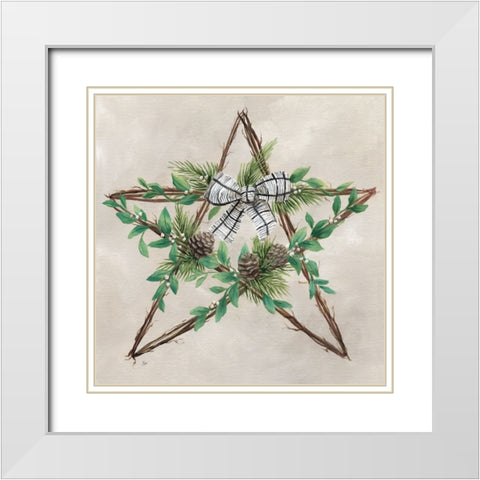 Star Wreath White Modern Wood Framed Art Print with Double Matting by Nan