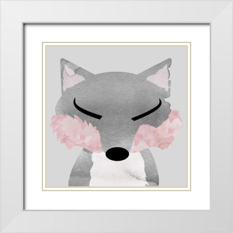 Fox White Modern Wood Framed Art Print with Double Matting by Santiago, Daniela