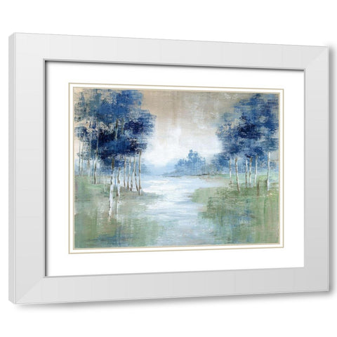 Birch River White Modern Wood Framed Art Print with Double Matting by Nan