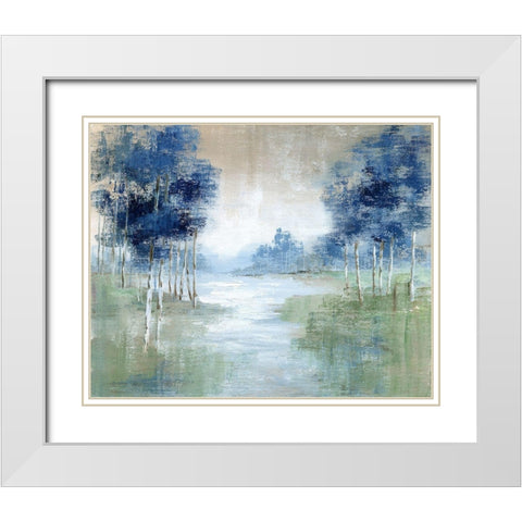 Birch River White Modern Wood Framed Art Print with Double Matting by Nan