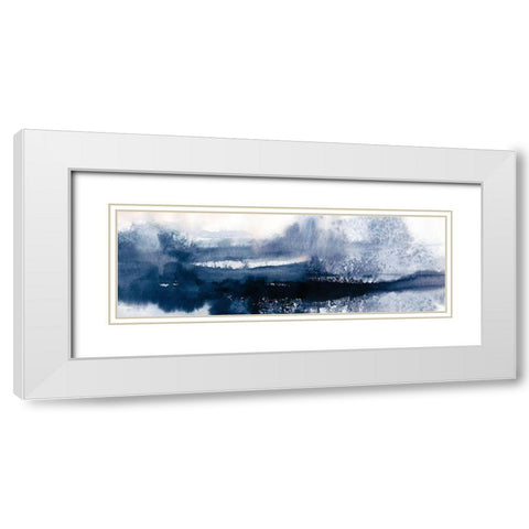 Indigo Tides White Modern Wood Framed Art Print with Double Matting by Robinson, Carol