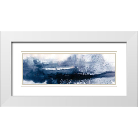 Indigo Tides White Modern Wood Framed Art Print with Double Matting by Robinson, Carol