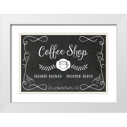 Coffee Shop White Modern Wood Framed Art Print with Double Matting by Murray, Amanda