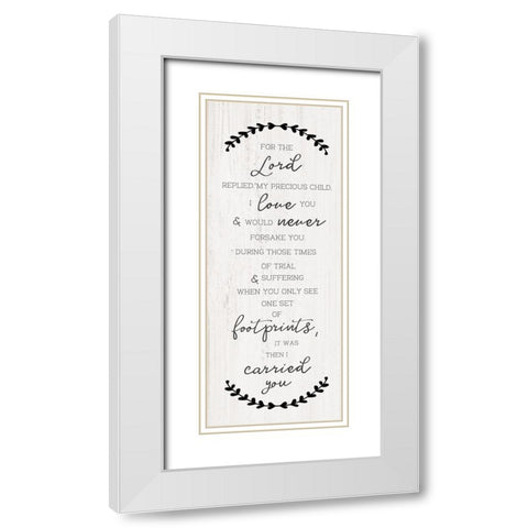 Footprints White Modern Wood Framed Art Print with Double Matting by CAD Designs