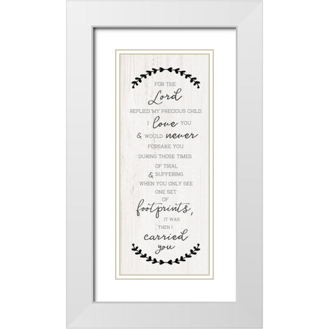 Footprints White Modern Wood Framed Art Print with Double Matting by CAD Designs