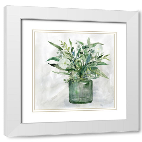 Green Garden I White Modern Wood Framed Art Print with Double Matting by Robinson, Carol