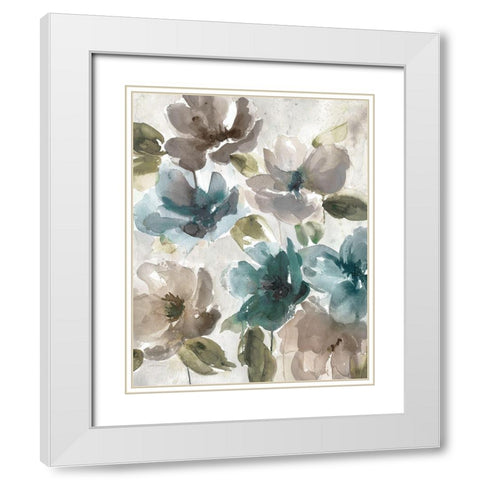 Topaz Garden I White Modern Wood Framed Art Print with Double Matting by Robinson, Carol