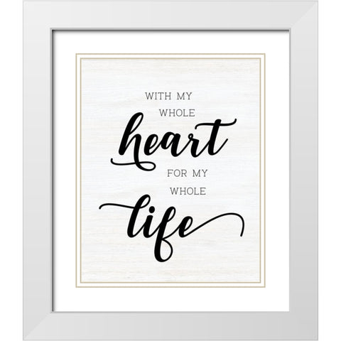 Whole Heart White Modern Wood Framed Art Print with Double Matting by CAD Designs