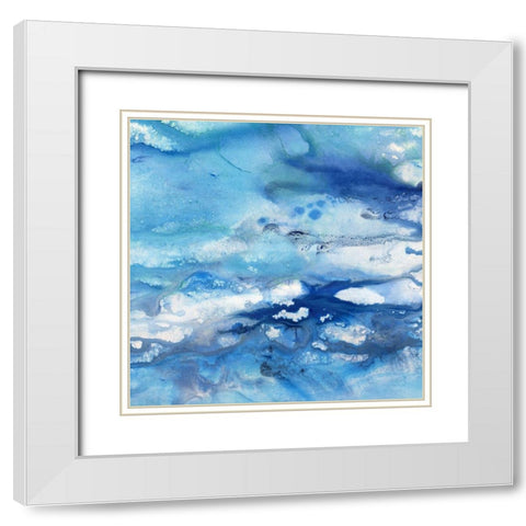 Marbled Blues White Modern Wood Framed Art Print with Double Matting by Nan