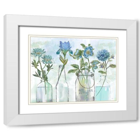 Vintage Blues White Modern Wood Framed Art Print with Double Matting by Nan