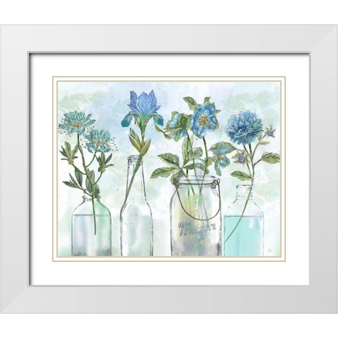 Vintage Blues White Modern Wood Framed Art Print with Double Matting by Nan