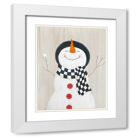 Festive Snowman II White Modern Wood Framed Art Print with Double Matting by Tava Studios