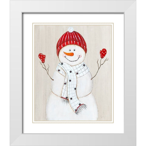 Festive Snowman III White Modern Wood Framed Art Print with Double Matting by Tava Studios