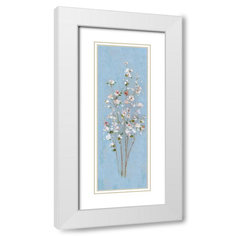 Cherry Blossom Spray II White Modern Wood Framed Art Print with Double Matting by Swatland, Sally