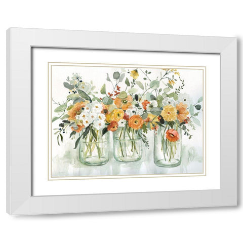 Trois Beauties White Modern Wood Framed Art Print with Double Matting by Robinson, Carol
