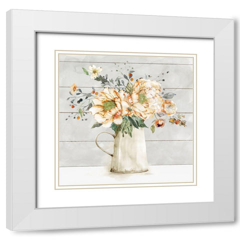Simple Farmhouse Bouquet White Modern Wood Framed Art Print with Double Matting by Robinson, Carol