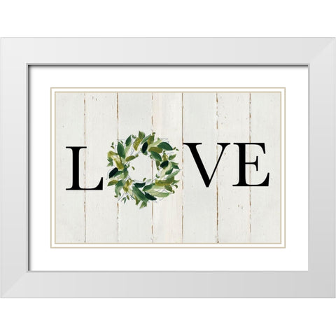 Love Wreath White Modern Wood Framed Art Print with Double Matting by Robinson, Carol