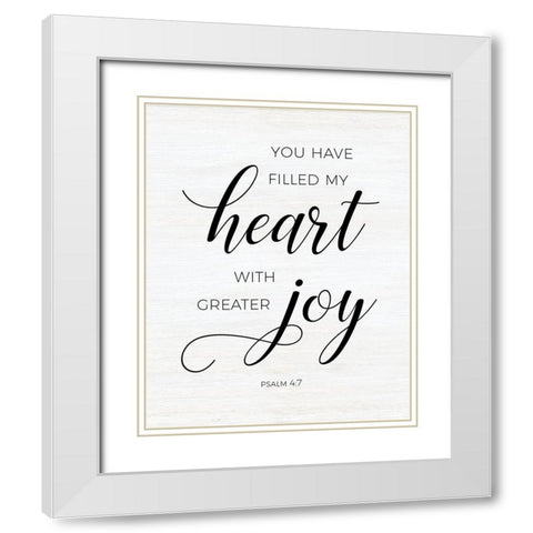Greater Joy White Modern Wood Framed Art Print with Double Matting by CAD Designs