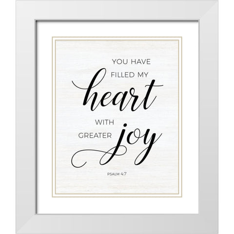 Greater Joy White Modern Wood Framed Art Print with Double Matting by CAD Designs