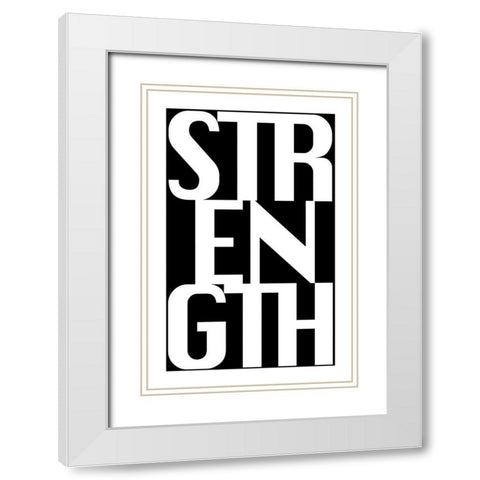 Strength White Modern Wood Framed Art Print with Double Matting by CAD Designs