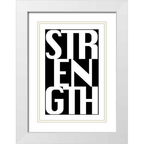Strength White Modern Wood Framed Art Print with Double Matting by CAD Designs