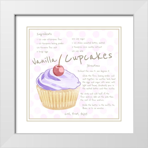 Vanilla Cupcake White Modern Wood Framed Art Print with Double Matting by Santiago, Daniela