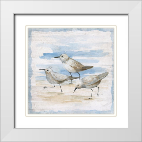 Shore Birds II White Modern Wood Framed Art Print with Double Matting by Nan