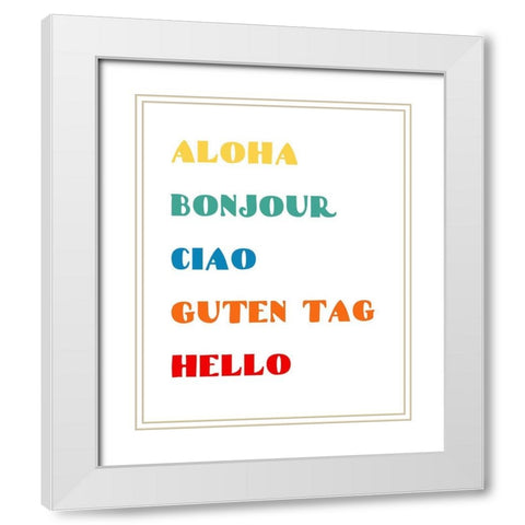 Languages I White Modern Wood Framed Art Print with Double Matting by CAD Designs