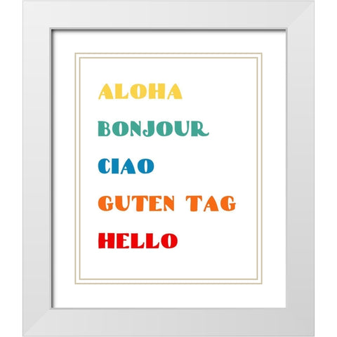 Languages I White Modern Wood Framed Art Print with Double Matting by CAD Designs