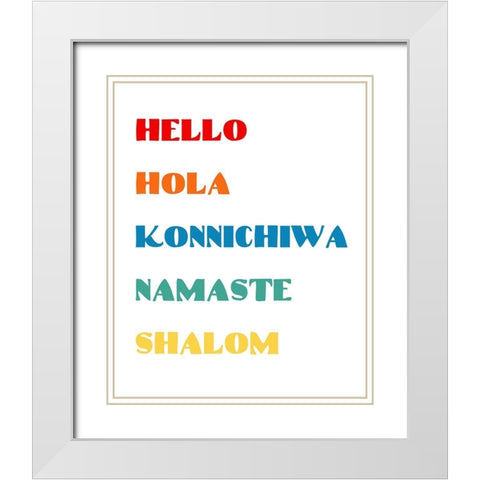 Languages II White Modern Wood Framed Art Print with Double Matting by CAD Designs