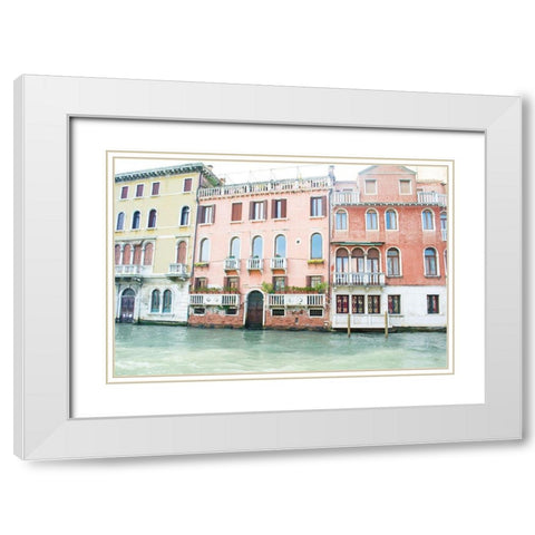 Canal Building II White Modern Wood Framed Art Print with Double Matting by Nan