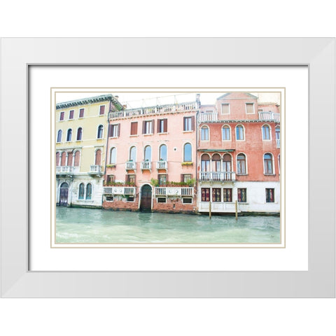 Canal Building II White Modern Wood Framed Art Print with Double Matting by Nan