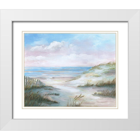 Seaside Dunes White Modern Wood Framed Art Print with Double Matting by Nan