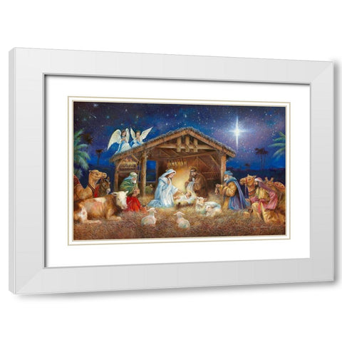 Silent Night-Holy Night White Modern Wood Framed Art Print with Double Matting by Manning, Ruane
