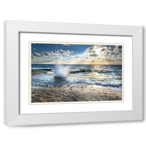 Caribbean Sundown White Modern Wood Framed Art Print with Double Matting by Delimont, Danita