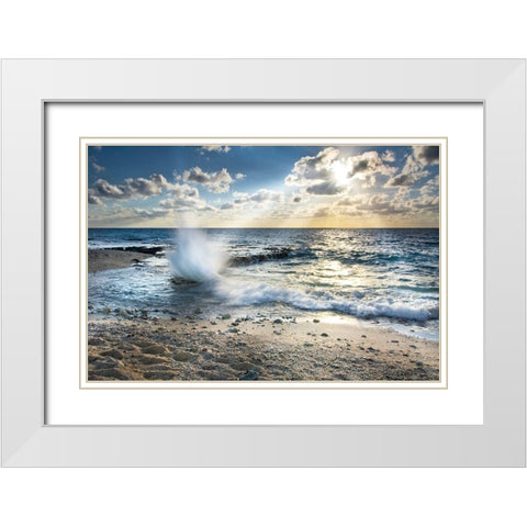 Caribbean Sundown White Modern Wood Framed Art Print with Double Matting by Delimont, Danita