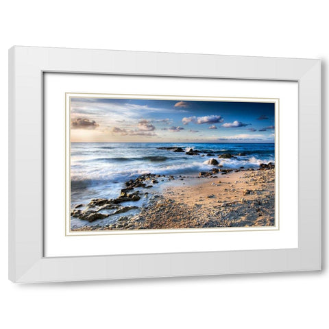 Island Waves White Modern Wood Framed Art Print with Double Matting by Delimont, Danita