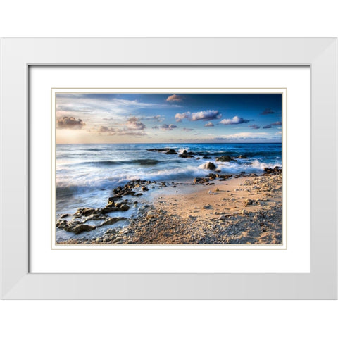 Island Waves White Modern Wood Framed Art Print with Double Matting by Delimont, Danita