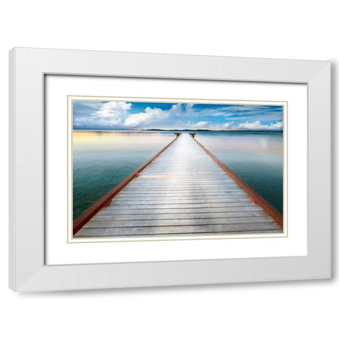 Long View Pier White Modern Wood Framed Art Print with Double Matting by Delimont, Danita